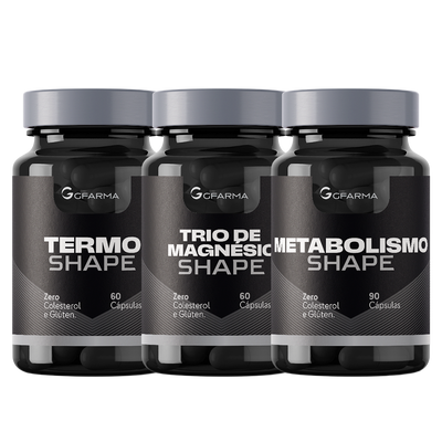 Kit Definição Corporal V Shape (V Shape Termo 60 Cápsulas, V Shape Trio de Magnésio 60 Cápsulas e V Shape Metabolismo 90 Cápsulas)