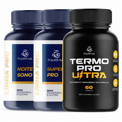 Noite de Sono Pro 90 Cápsulas + Super Testo Pro 120 Cápsulas + Termo Pro Ultra 60 Cápsulas
