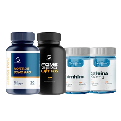 Pack Noite de Sono Pro 90 cápsulas + Fome Zero 90 cápsulas + Cafeína 100mg 30 cápsulas + Ioimbina 10mg 60 cápsulas