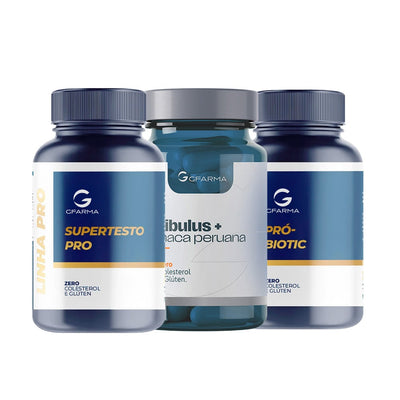 Super Testo Pro 120 Cápsulas + Tribullus + Maca Peruana 120 Cápsulas + Pró - Biotic 60 Cápsulas