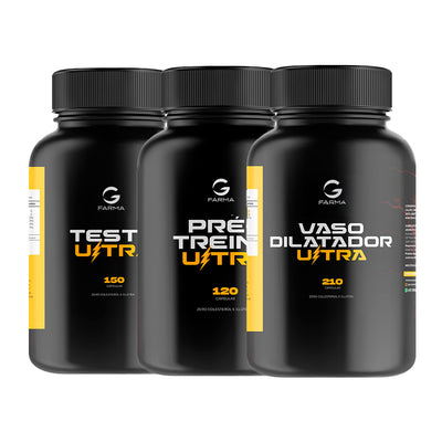 Kit Força e Potência (Testo Ultra 150 Cápsulas + Pré Treino Ultra 120 Cápsulas + Vaso Dilatador Ultra 210 Cápsulas)