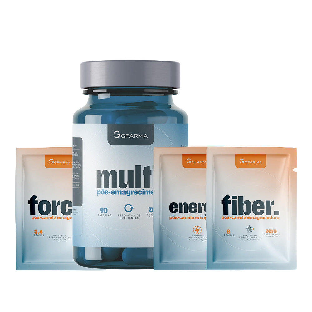 Kit Caneta Sabor Limão (Force, FIber e Energy Pós Caneta Emagrecedora - Sabor Limão e Multivitamínico Pós Emagrecimento 90 Cápsulas)