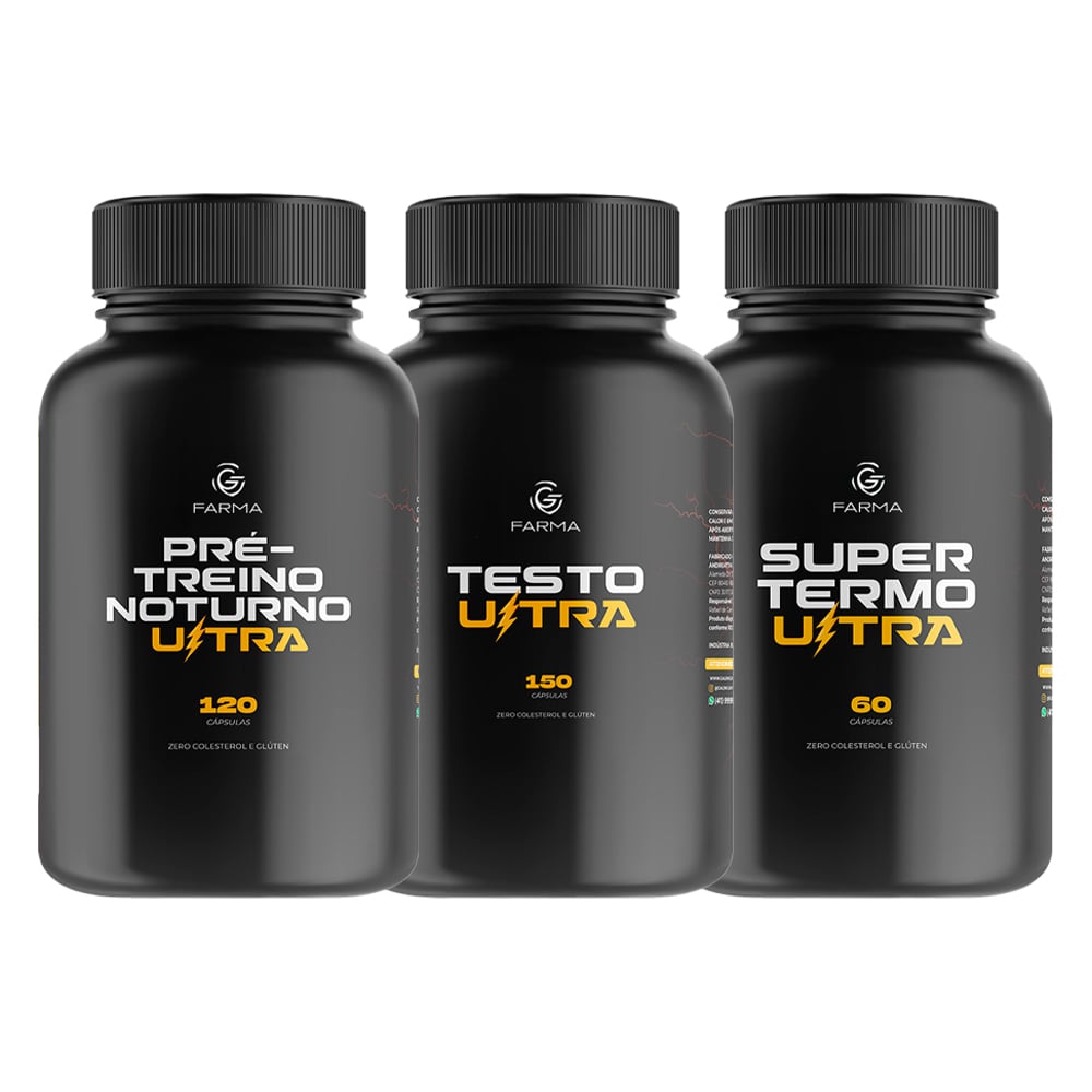 Kit Pré-Treino Noturno Ultra 120 Cápsulas + Testo Ultra 150 Cápsulas + Super Termo Ultra 60 Cápsulas