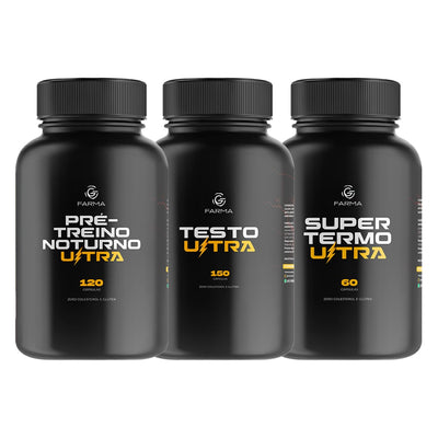 Kit Pré-Treino Noturno Ultra 120 Cápsulas + Testo Ultra 150 Cápsulas + Super Termo Ultra 60 Cápsulas