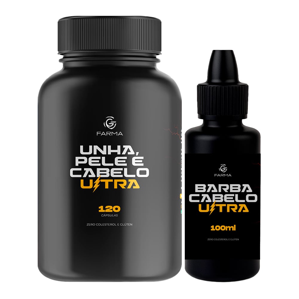 Kit Unha, Pele e Cabelo 120 Cápsulas + Barba Cabelo Ultra 100 ml