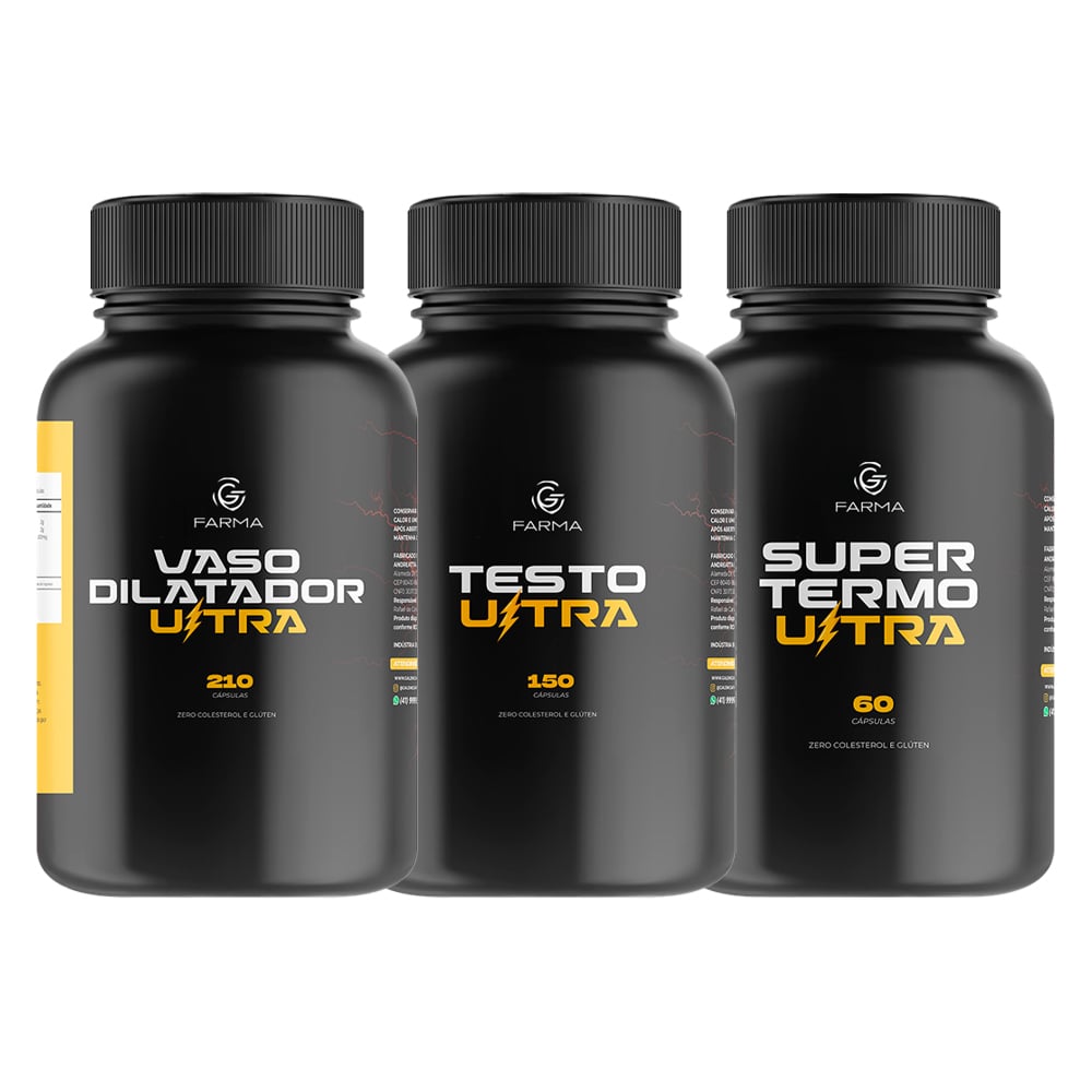 Kit Vaso Dilatador Ultra 210 Cápsulas + Testo Ultra 150 Cápsulas + Super Termo Ultra 60 Cápsulas